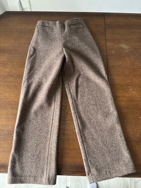 Agnes B. Wool-Blend Wide Leg Trousers in Brown